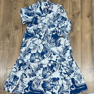 Maeve by Anthropologie Floral Blue and White Dress